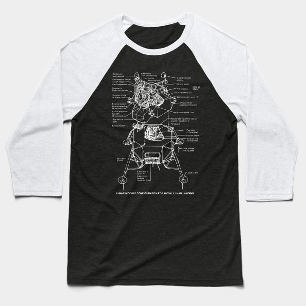 Apollo Moon Landing Lunar Module Blueprint Baseball T-Shirt by jutulen